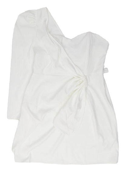 Missguided Women's White One Shoulder Dress - Size 16