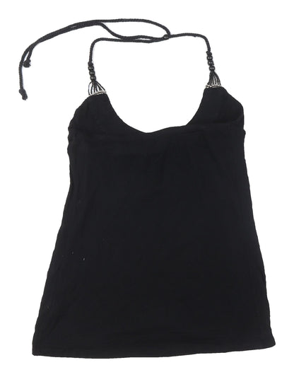 Melrose Women's Black Beaded Halter Tank Top Size 12