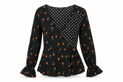 Womens UK Size 8 Quiz Black Wrap Blouse