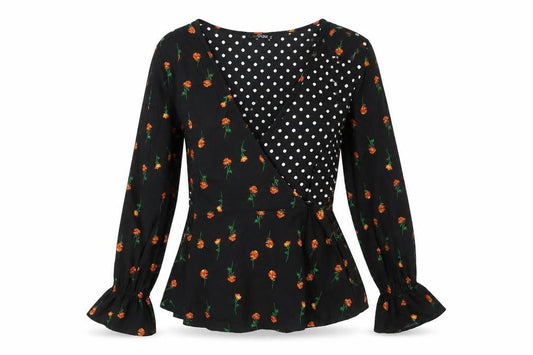 Womens UK Size 8 Quiz Black Wrap Blouse