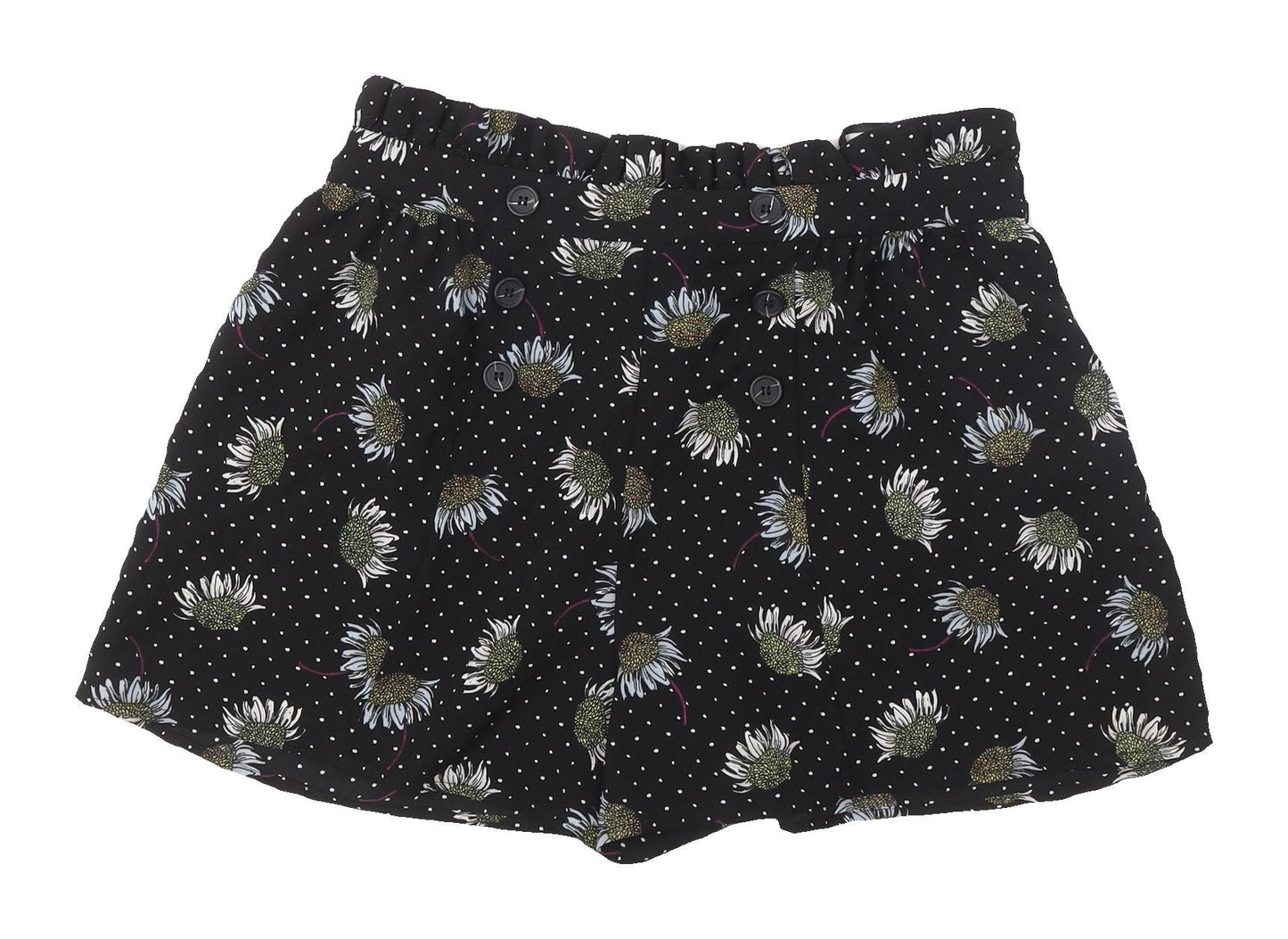 Topshop Women's Black Floral Paperbag Shorts Size 12