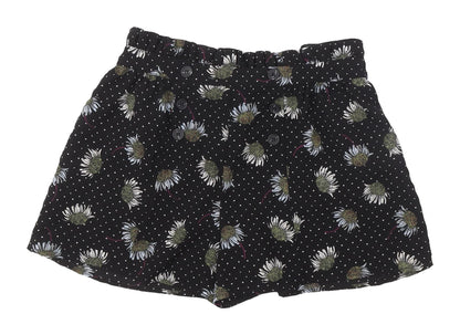Topshop Women's Black Floral Paperbag Shorts Size 12