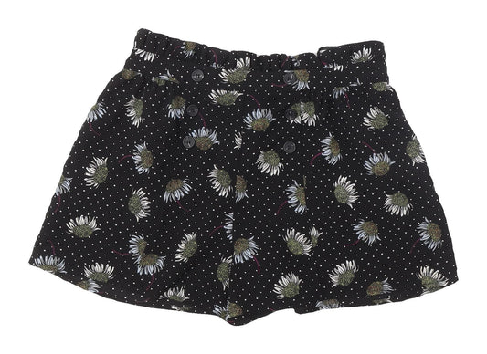 Topshop Women's Black Floral Paperbag Shorts Size 12