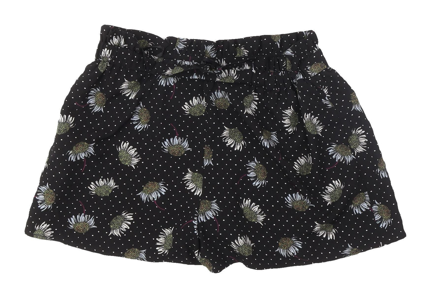 Topshop Women's Black Floral Paperbag Shorts Size 12