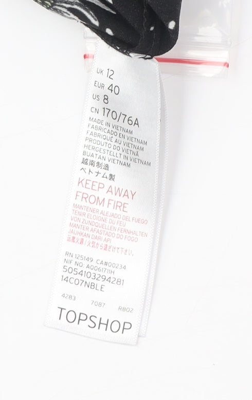 Topshop Women's Black Floral Paperbag Shorts Size 12