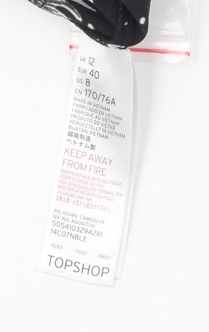 Topshop Women's Black Floral Paperbag Shorts Size 12