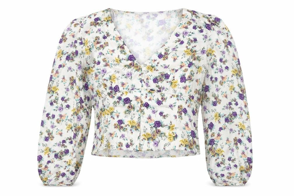 Womens UK Size M Zara Multicoloured Cropped Blouse