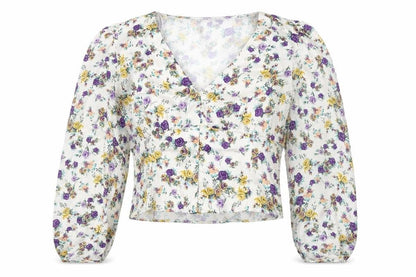 Womens UK Size M Zara Multicoloured Cropped Blouse