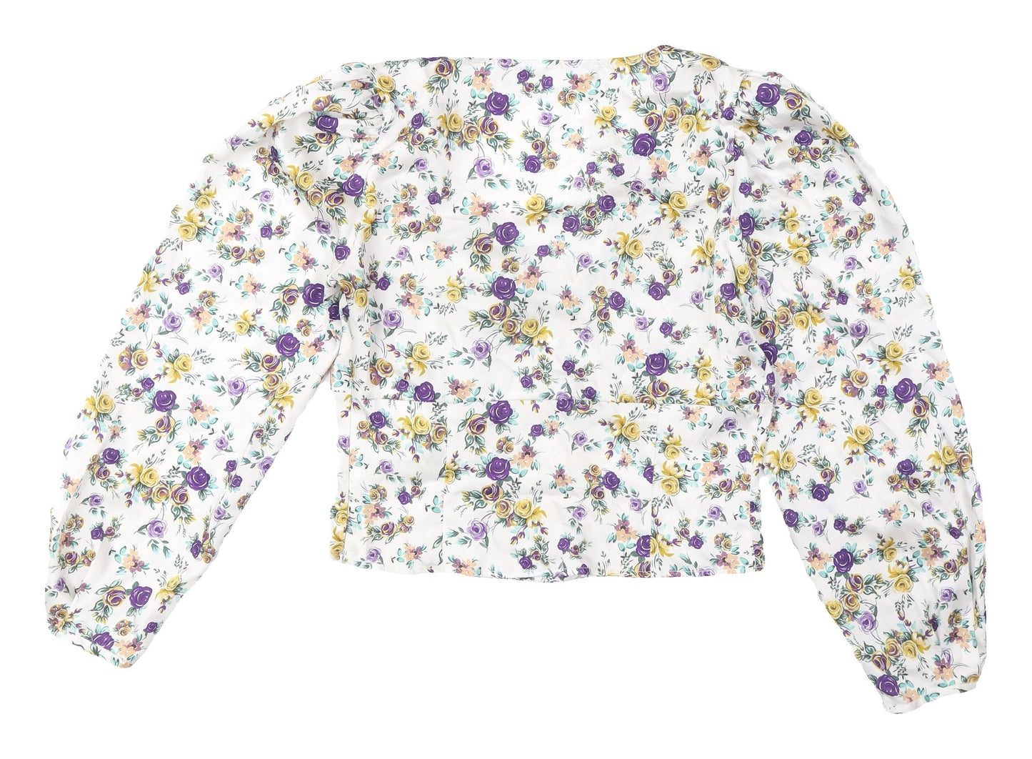 Womens UK Size M Zara Multicoloured Cropped Blouse