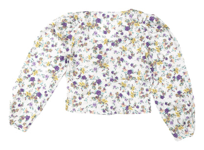 Womens UK Size M Zara Multicoloured Cropped Blouse