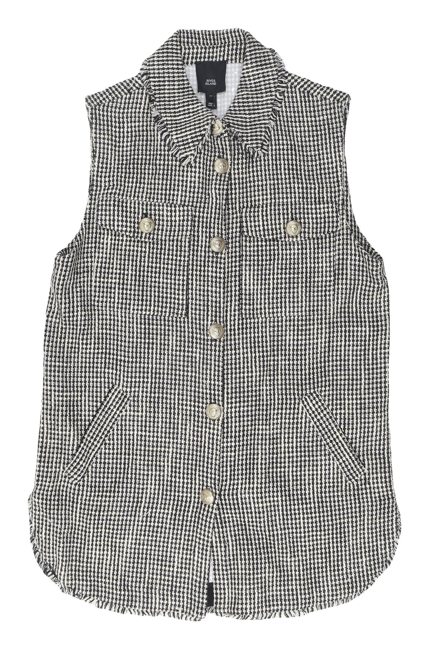 River Island Women's Black Check Waistcoat XS
