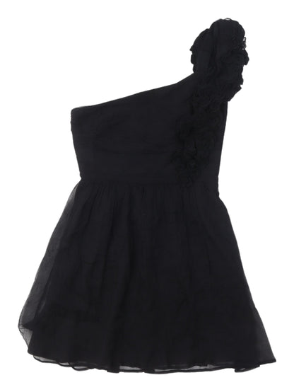 Mango Women's Black Silk A-Line Party Dress Size 6