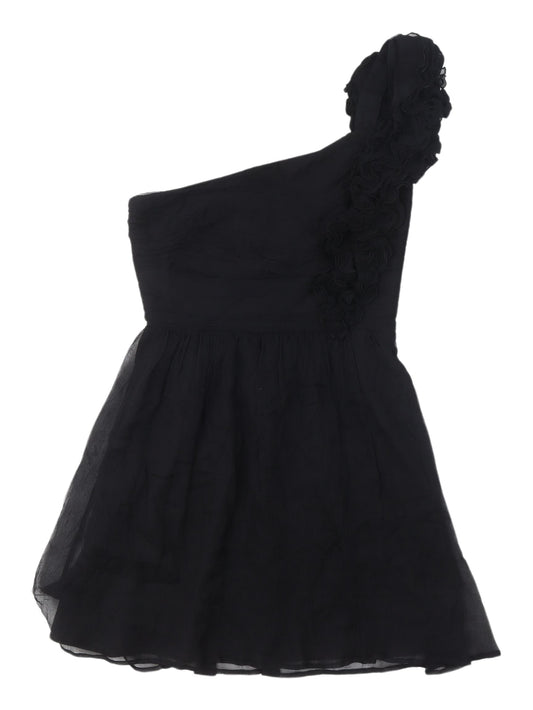 Mango Women's Black Silk A-Line Party Dress Size 6
