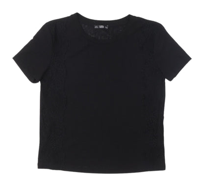 Womens UK Size M Zara Black Basic T-Shirt