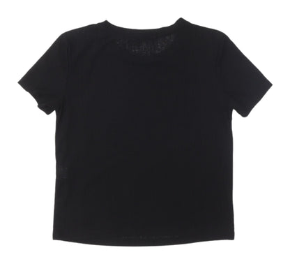 Womens UK Size M Zara Black Basic T-Shirt