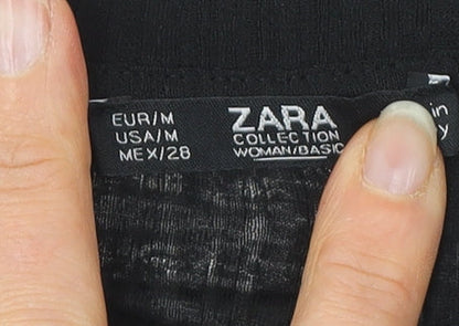 Womens UK Size M Zara Black Basic T-Shirt