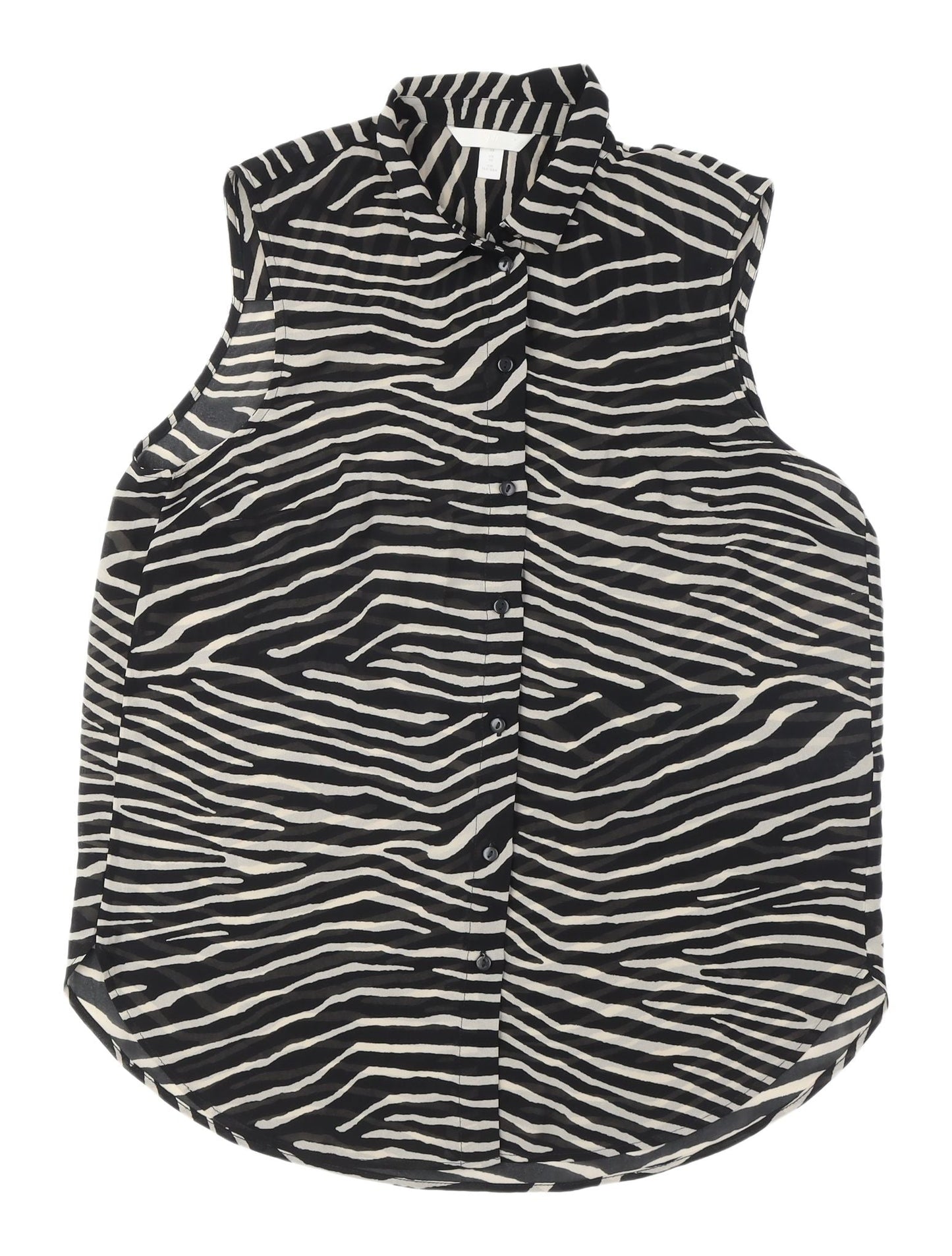 Womens UK Size 10 H&M Black Basic Button-Up