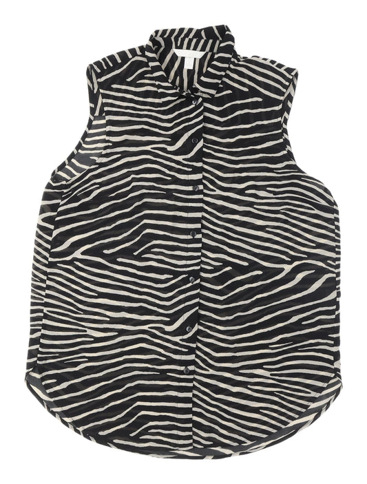 Womens UK Size 10 H&M Black Basic Button-Up