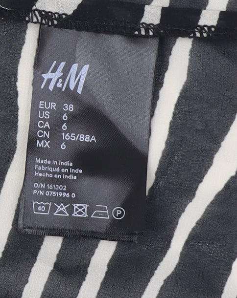 Womens UK Size 10 H&M Black Basic Button-Up