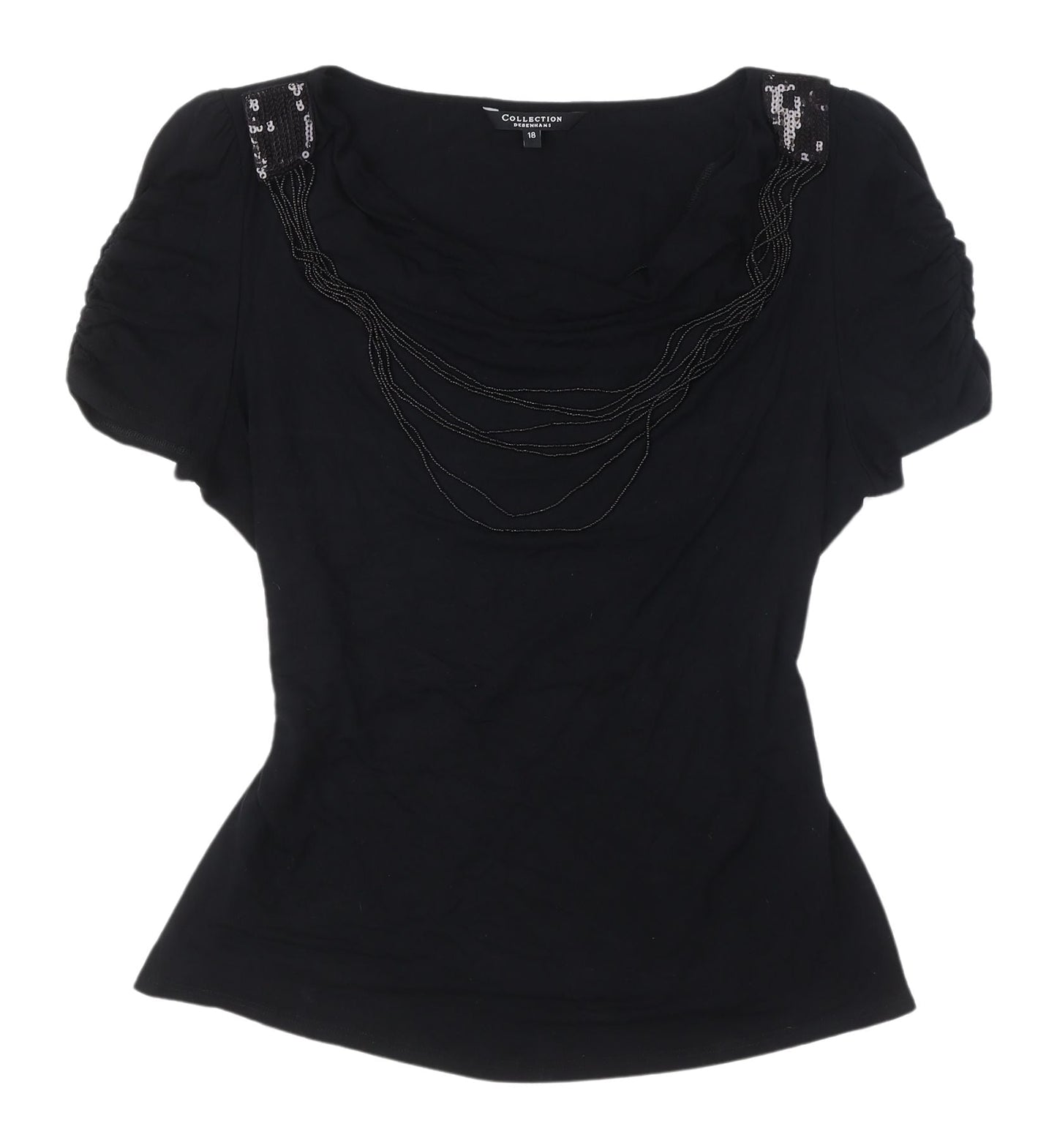 Womens UK Size 18 Debenhams Black Basic Blouse