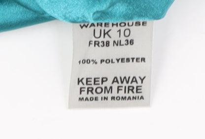 Warehouse Blue Fit & Flare V-Neck Cocktail Dress