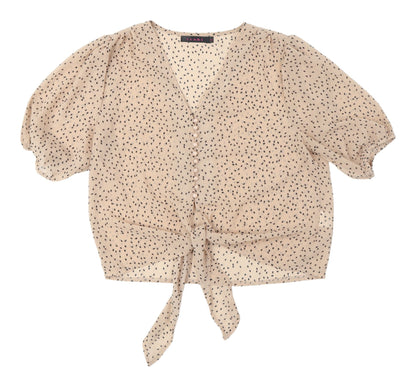 Womens UK Size M Tenki Beige Wrap Blouse