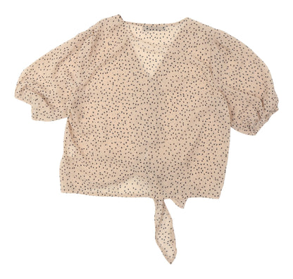 Womens UK Size M Tenki Beige Wrap Blouse