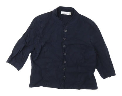 Womens UK Size 12 Country Casuals Blue Basic Button-Up