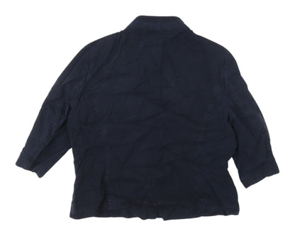 Womens UK Size 12 Country Casuals Blue Basic Button-Up