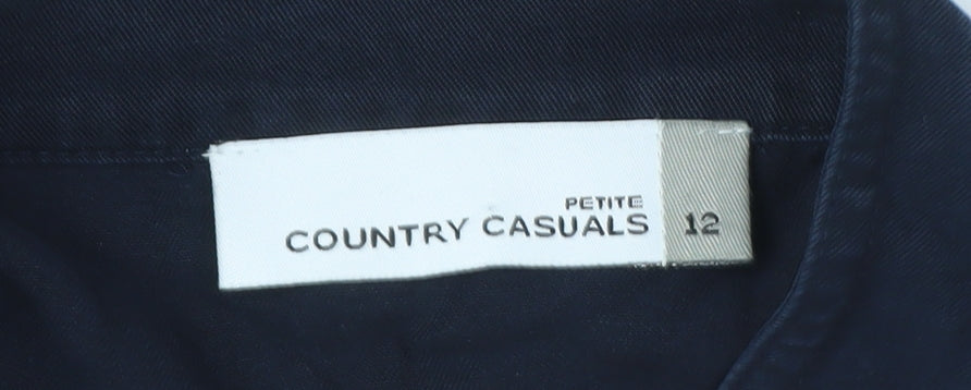 Womens UK Size 12 Country Casuals Blue Basic Button-Up