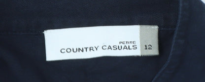 Womens UK Size 12 Country Casuals Blue Basic Button-Up