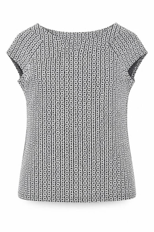 Front view of Principles Women's Black Geometric Blouse, size 14