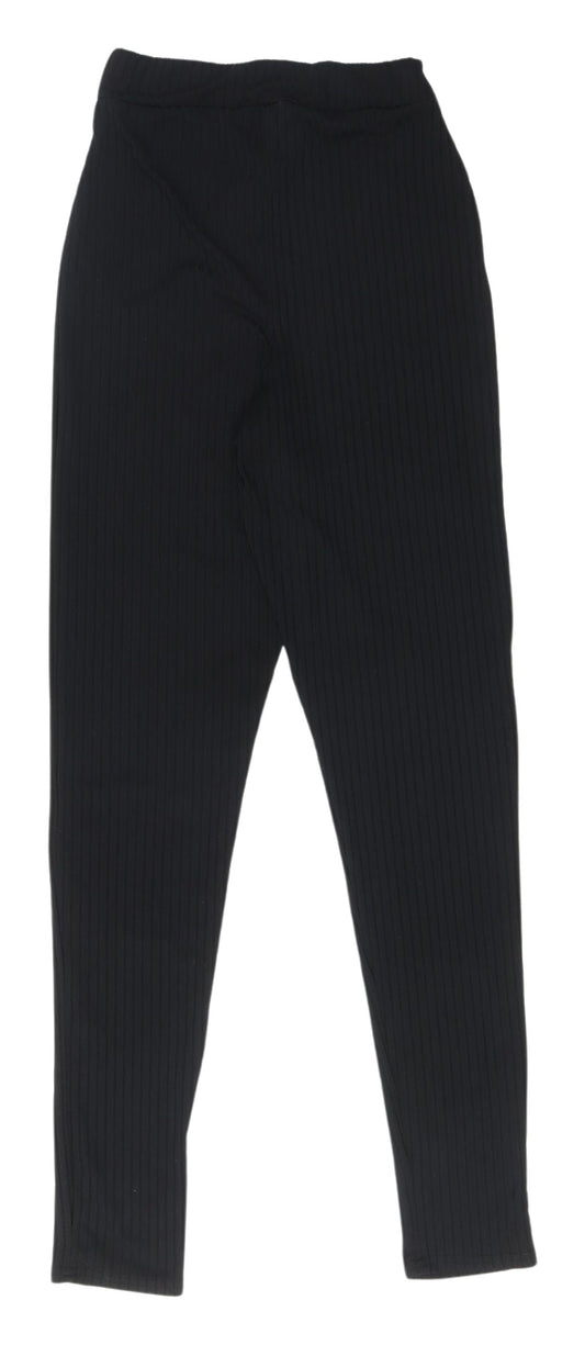 Womens UK Size 8 Boohoo Slim Fit Ankle Black Trousers