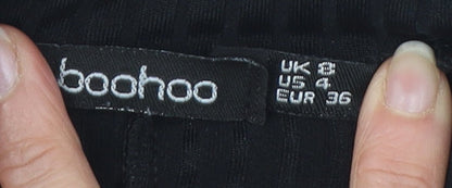 Womens UK Size 8 Boohoo Slim Fit Ankle Black Trousers