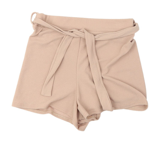 I Saw It First Women Beige Paperbag Shorts Size 16