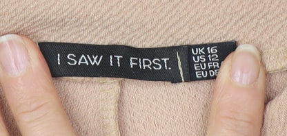 I Saw It First Women Beige Paperbag Shorts Size 16