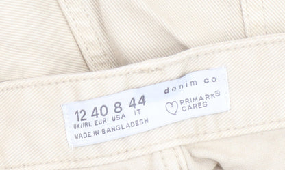 Primark Women Beige Cut-Off Cotton Shorts