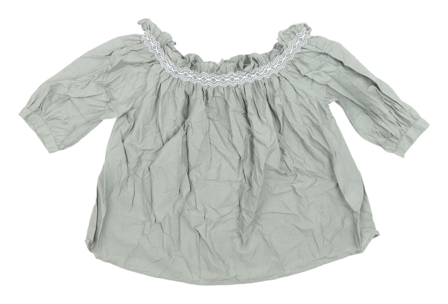 Womens UK Size 8 Marks and Spencer Khaki Off the Shoulder Blouse