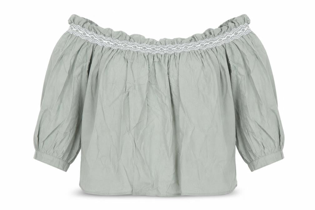 Womens UK Size 8 Marks and Spencer Khaki Off the Shoulder Blouse
