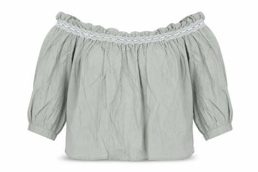 Womens UK Size 8 Marks and Spencer Khaki Off the Shoulder Blouse