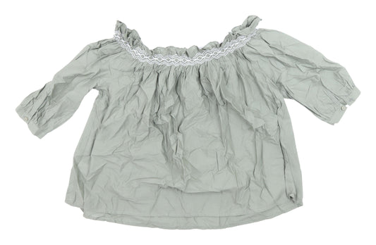 Womens UK Size 8 Marks and Spencer Khaki Off the Shoulder Blouse