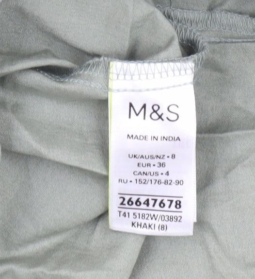 Womens UK Size 8 Marks and Spencer Khaki Off the Shoulder Blouse