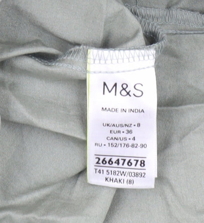 Womens UK Size 8 Marks and Spencer Khaki Off the Shoulder Blouse