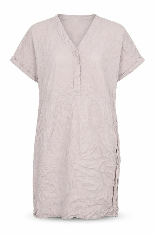 Front view of ICHI Beige Women's Dress M Size Viscose Fabric