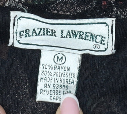 Frazier Lawrence Womens Floral T-Shirt M Black Colorful