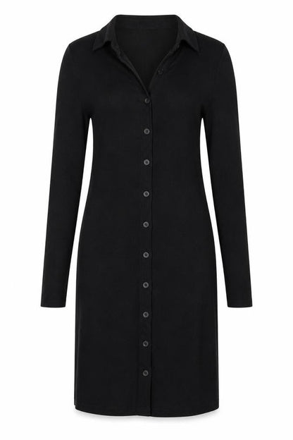 Motel Women's Black Shirt Dress, Collared, S