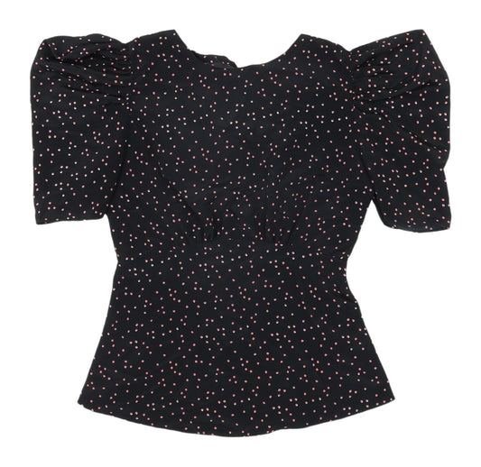 ASOS DESIGN Women's Black Polka Dot Puff Sleeve Blouse Size 8