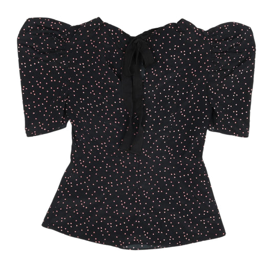 ASOS DESIGN Women's Black Polka Dot Puff Sleeve Blouse Size 8