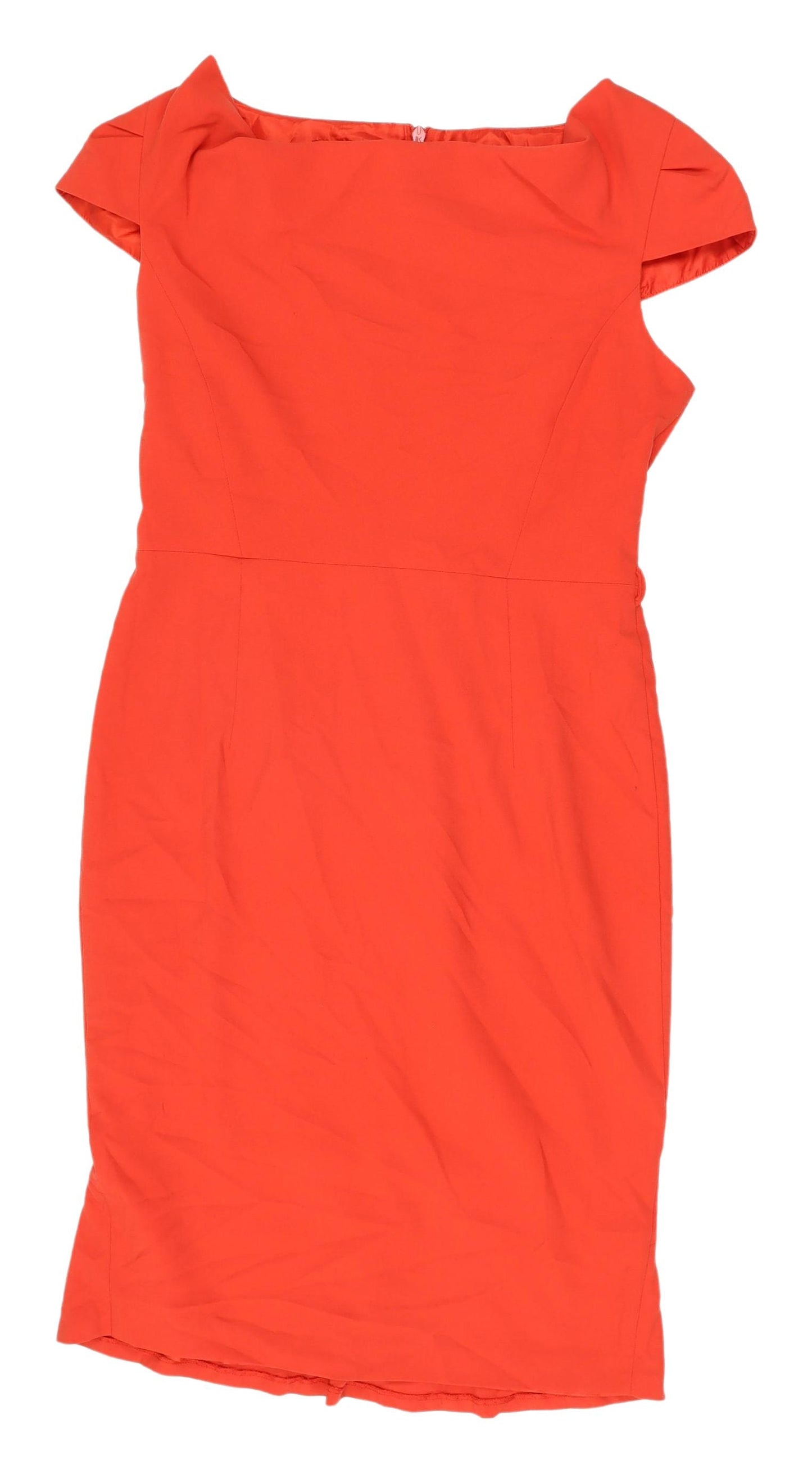 Next Women's Orange Cap Sleeve Sheath Dress Size 12