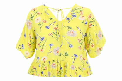 ASOS Women's Yellow Floral Tunic Blouse Size 18